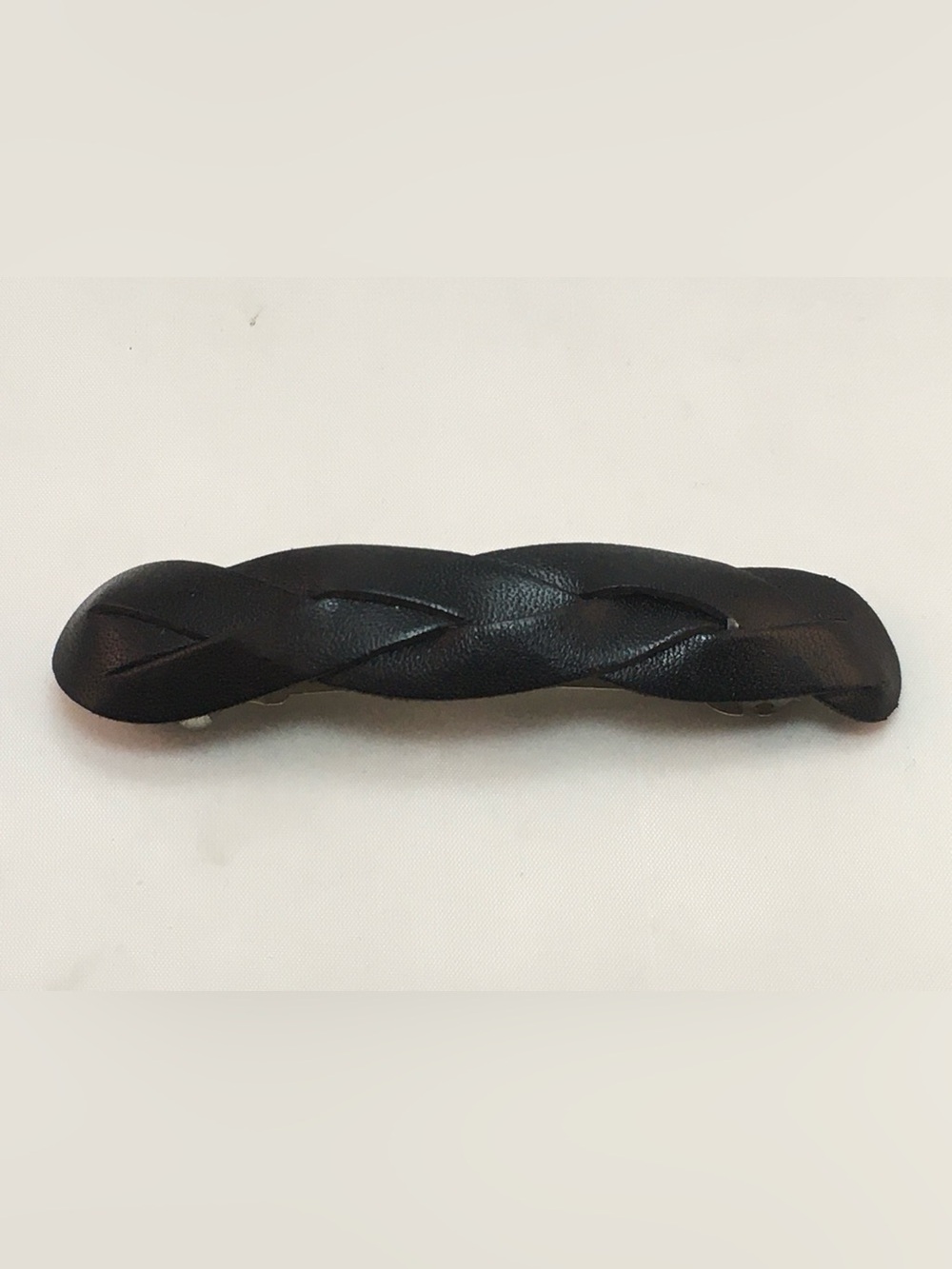 Black Braided Leather Barrette